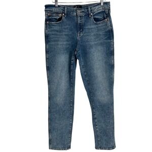 GAP Wms Denim Sz 12/31XL Vintage Slim Jeans Blue Medium Wash Distressed Preppy